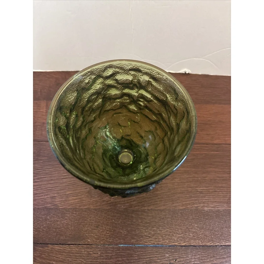 E.O. Brody Green Glass Goblet 1960's Vintage Candy Dish Planter Compote A102